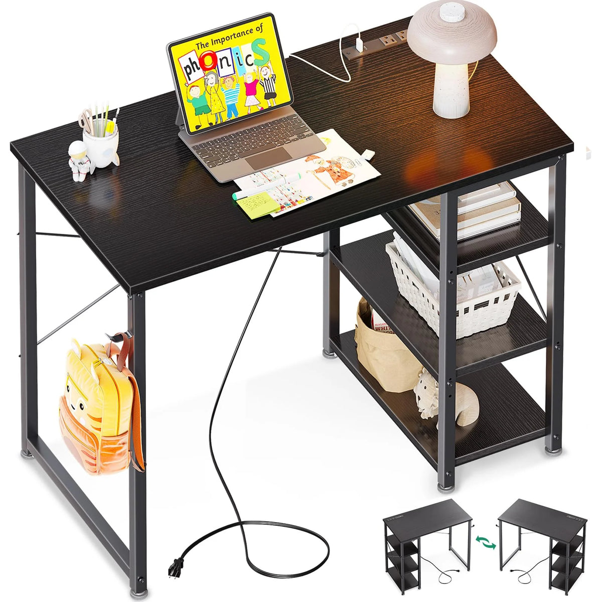 40 Inch Computer Desk with Power Outlet and USB Charging Port C4950
