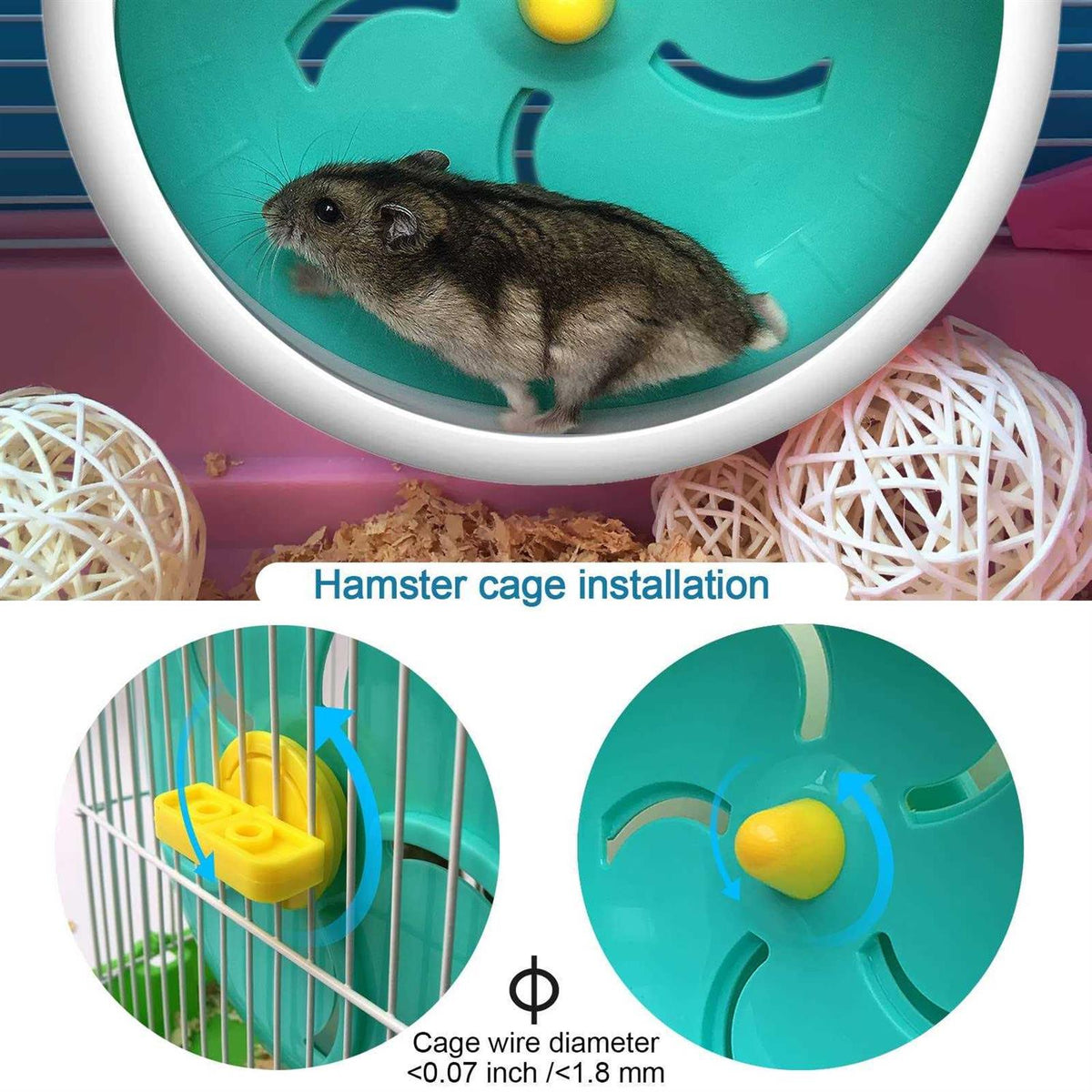 Silent Hamster Exercise Wheel with Adjustable Stand A15450
