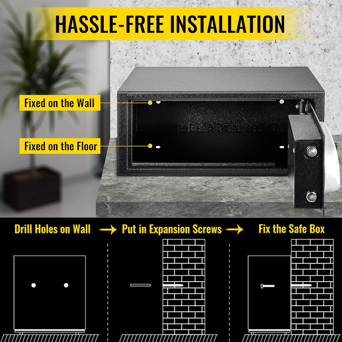 0.8 Cubic Feet Carbon Steel Digital Safe Box with Two Keys B782222