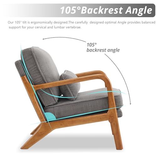 Corduroy Upholstered Accent Chair with Pillow T769398