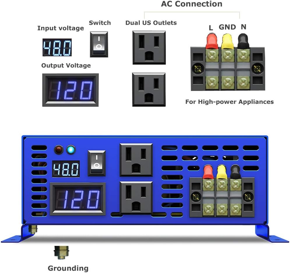 4000 Watt 48V to 110V 120V Pure Sine Wave Power Inverter I4757