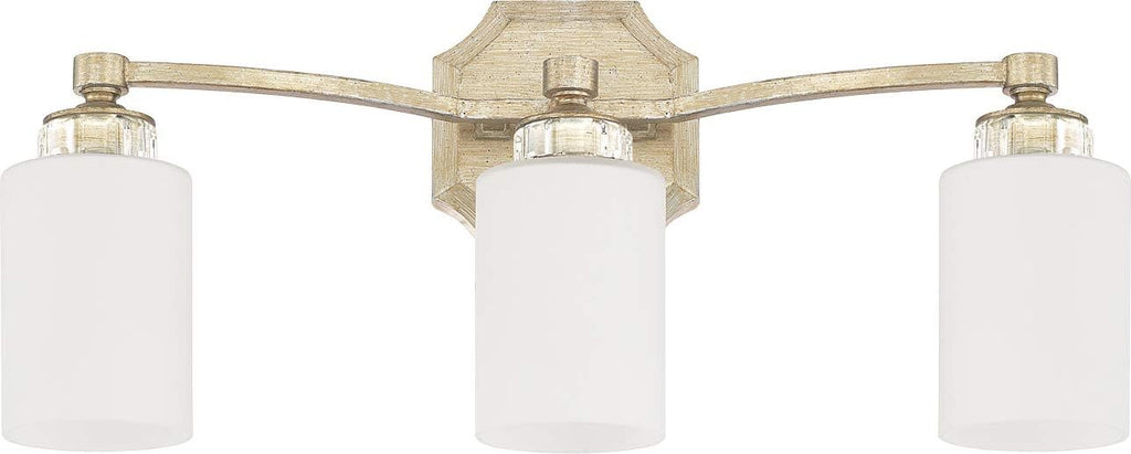3-Light White Fabric Shade Bath Vanity Wall Mount E364