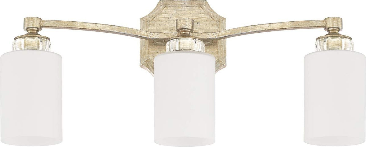 3-Light White Fabric Shade Bath Vanity Wall Mount E364