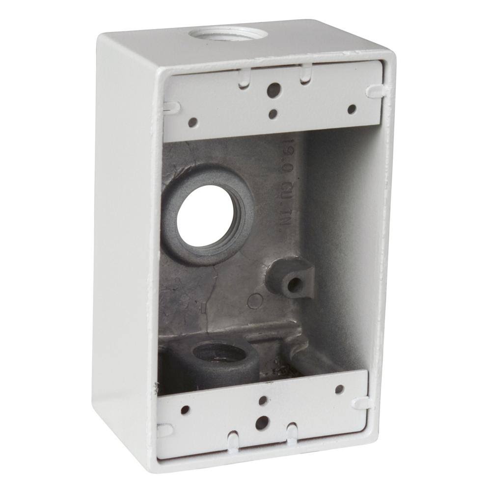 White 1-Gang Weatherproof Junction Box with 3 1/2 in. Holes (Case of 16) A145