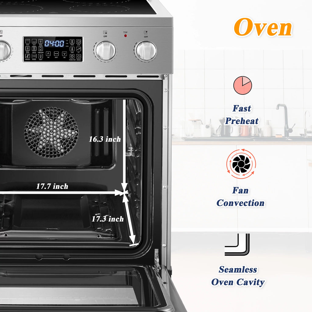 24 inch 2.9 Cu.ft Freestanding Electric Range with Convection Oven Y6248