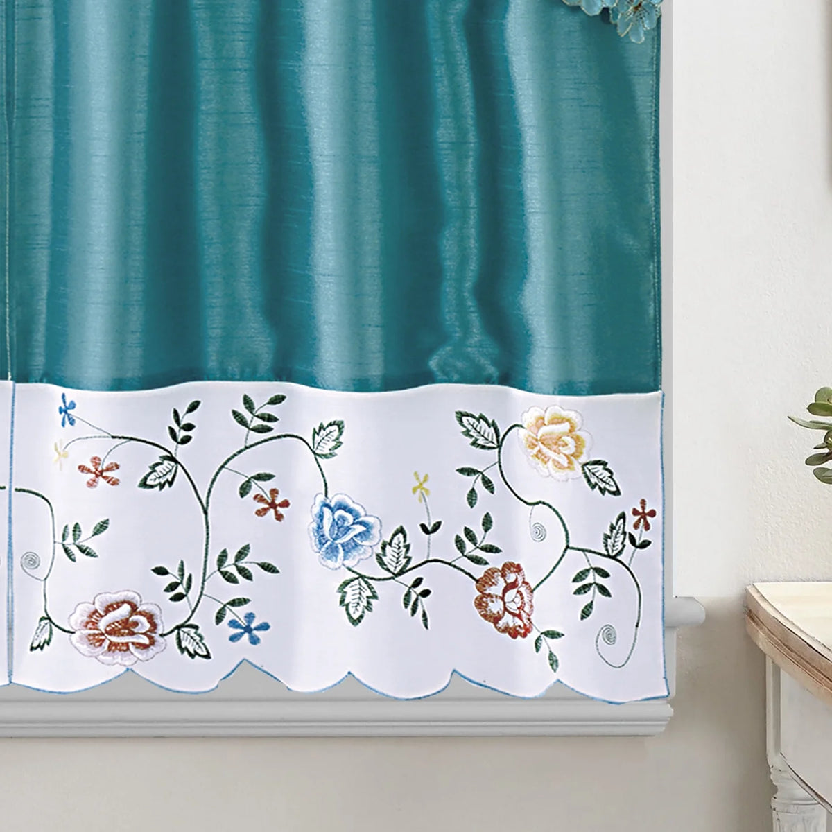 Turquoise 3-Piece Kitchen Curtain Set, 58x36 & 28x36 inches O441912