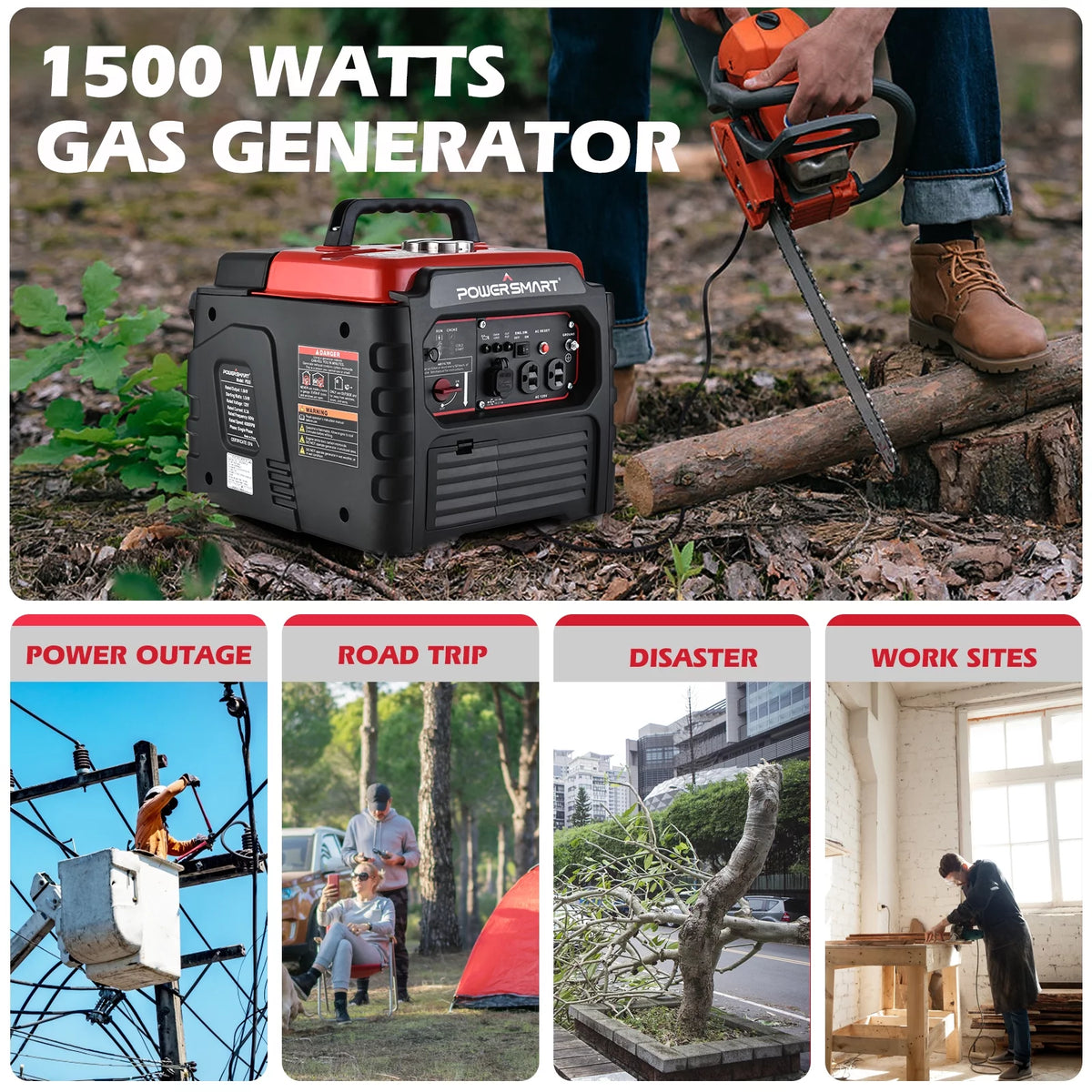1500 Watt Portable Gas Power Inverter Generator T35443