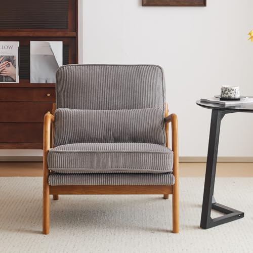Corduroy Upholstered Accent Chair with Pillow T769398