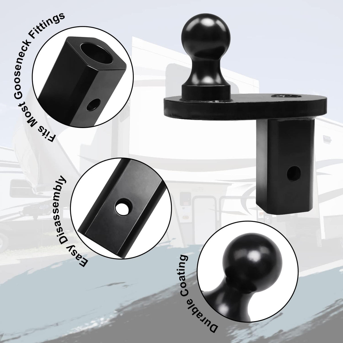 4" Offset Gooseneck Ball Extender, 2-5/16" Diameter, 20,000 lbs B406