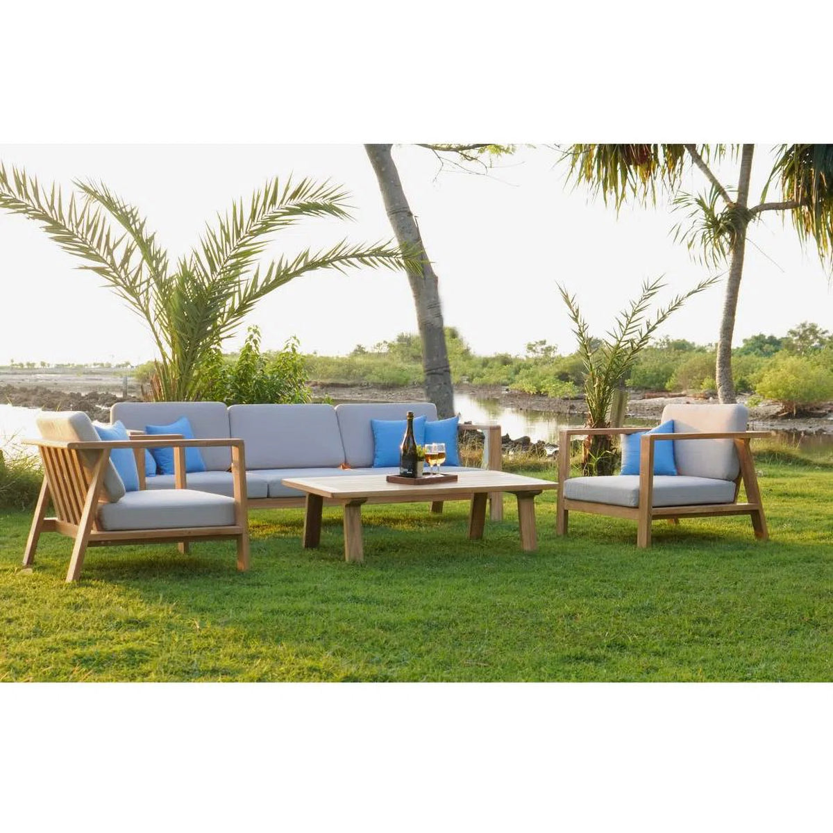 4 Pieces Teak Outdoor Conversation Set V7146