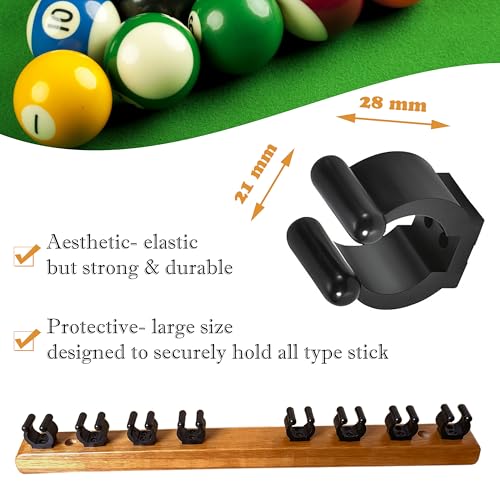 Wall-Mounted Hardwood Pool Stick Holder for 8-Cue Storage C986