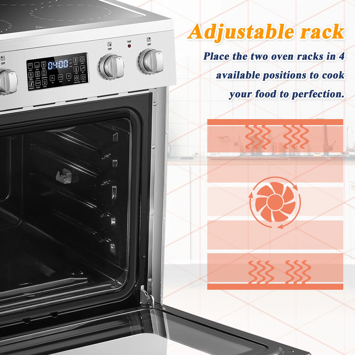 24 inch 2.9 Cu.ft Freestanding Electric Range with Convection Oven Y6248
