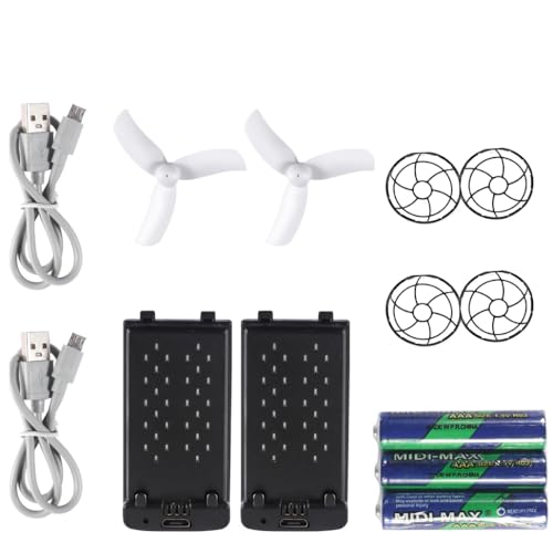 Mini Drone Accessories with 2 Batteries, 2 Charging Cables, AAA Batteries, 2 Protective Covers J142743