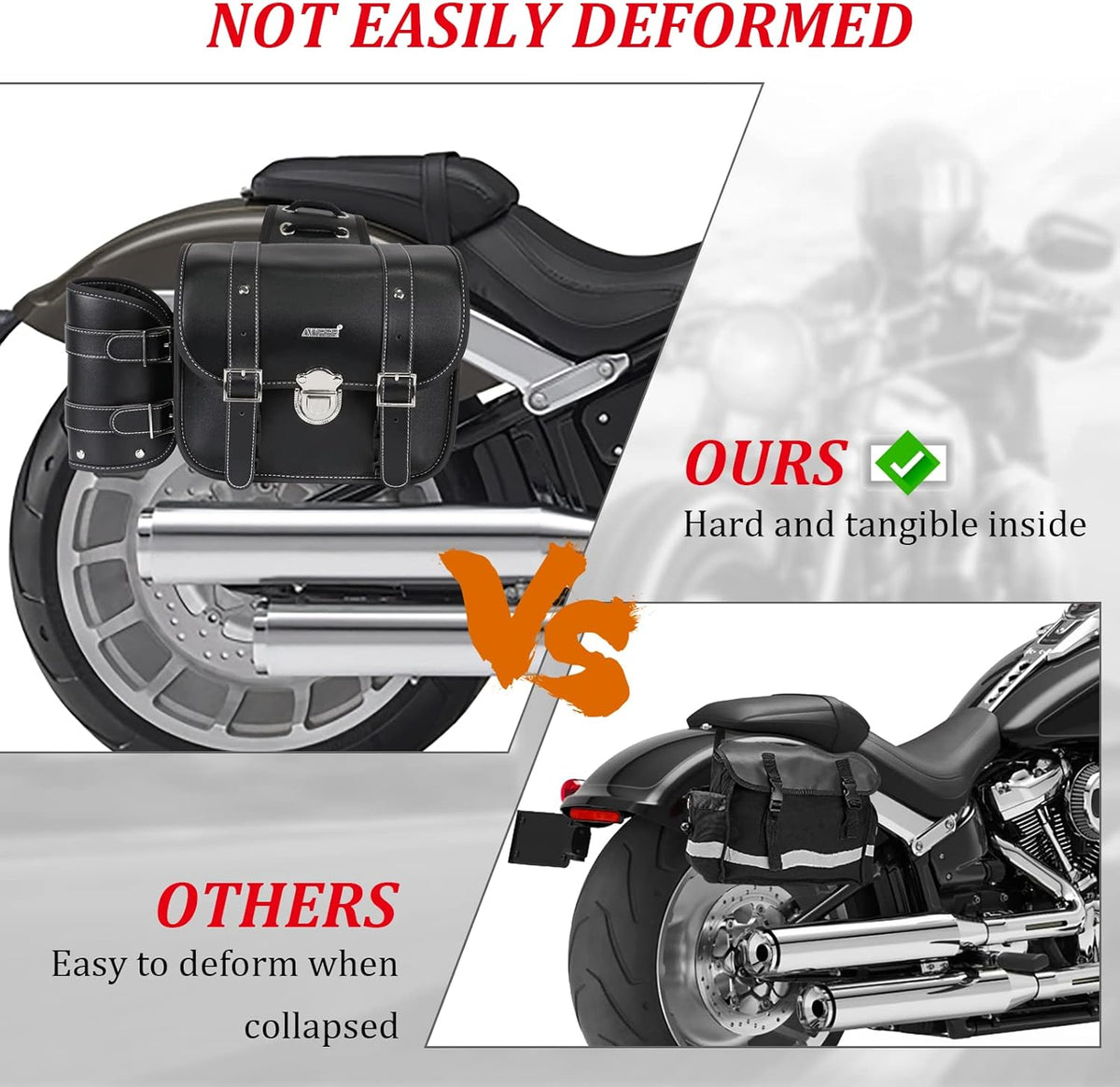 2 Pack Black Synthetic Leather Lockable Motorcycle Saddlebags L982