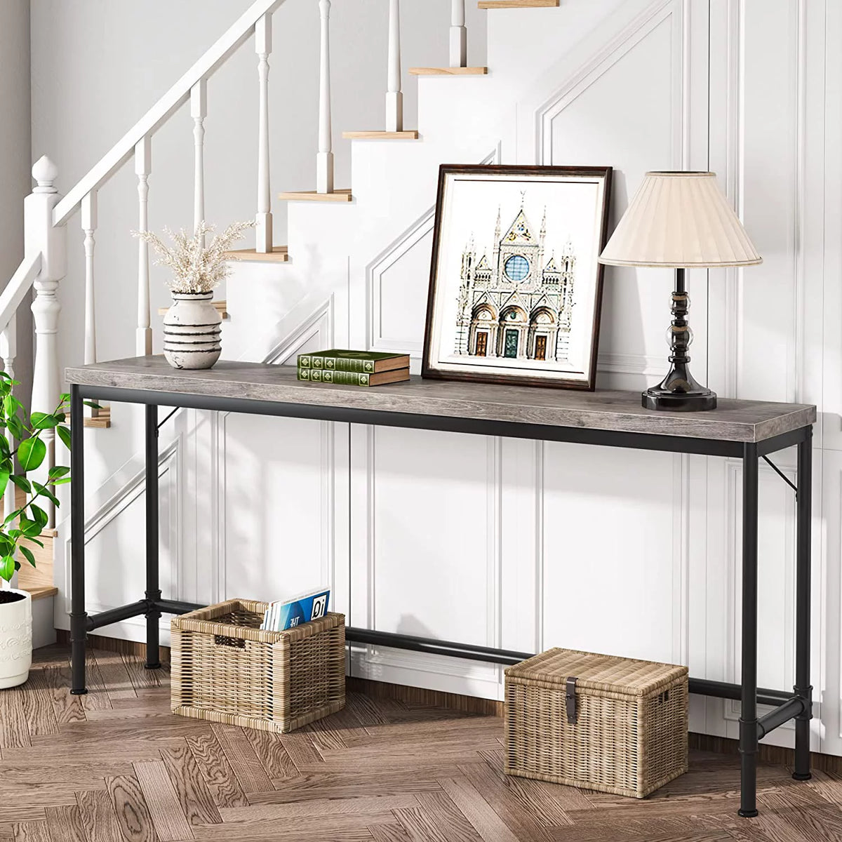 70.9" Grey Console Table U433