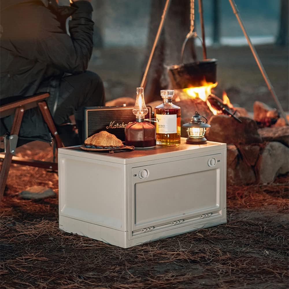 45L Foldable Storage Bin with Wooden Lid B37745