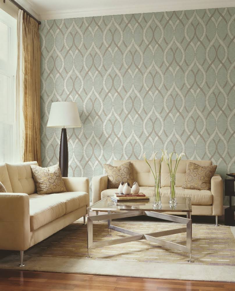 Turquoise Ogee Wallpaper D133262