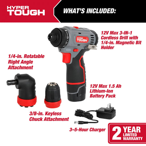 12V Max Lithium-Ion 3-in-1 Multi-Head Power Drill Set with Battery and Charger P345631
