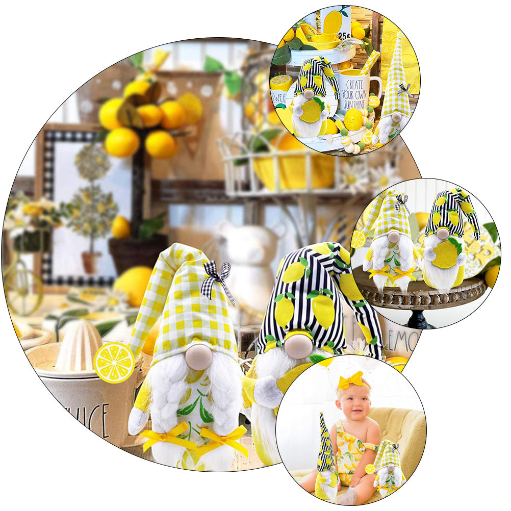 Lemon Pattern Plush Gnome Doll U369