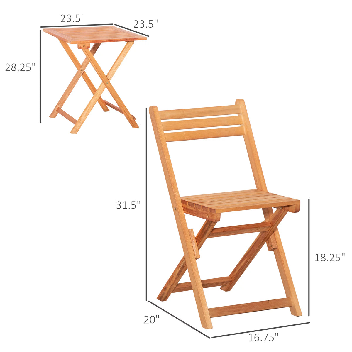 3 Piece Wooden Patio Bistro Set G61847