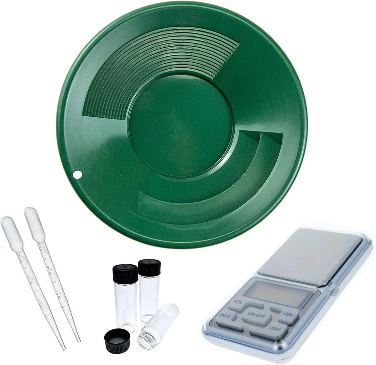 Gold Prospecting Pan Kit with Glass Vials Pocket Scale 7pc X572