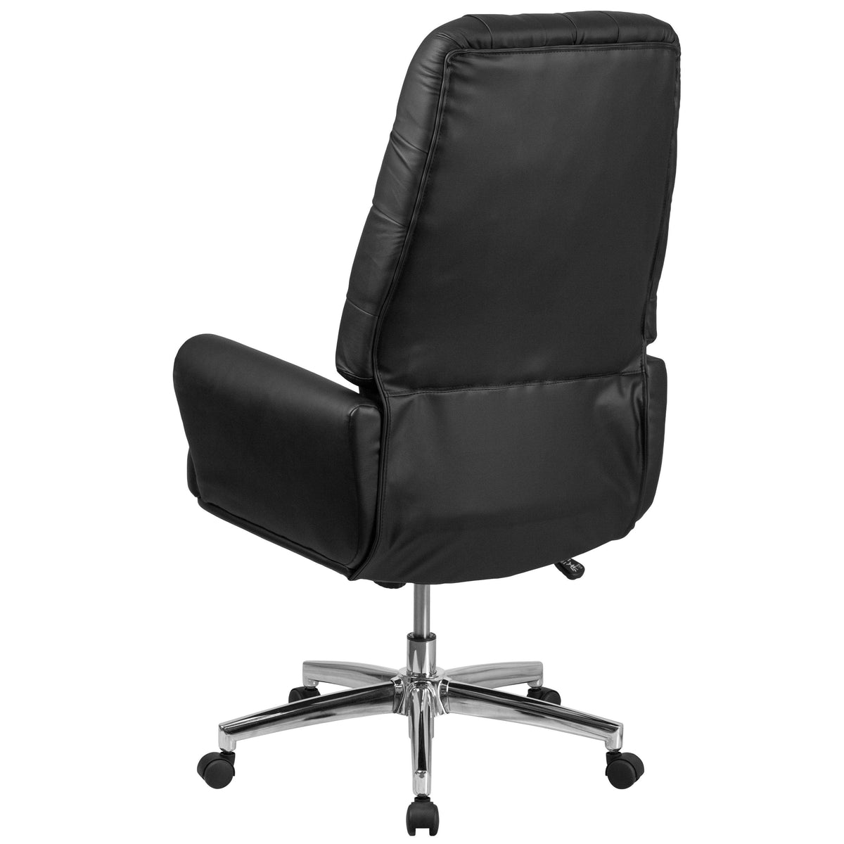 Black Tufted Bonded Leather Executive Swivel Chair with Arms H1715