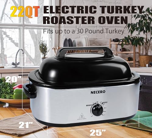 22Qt Electric Roaster Oven with Glass Lid and Removable Pan K3153