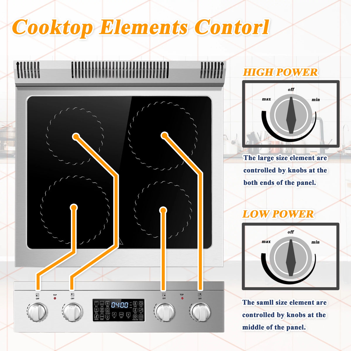 24 inch 2.9 Cu.ft Freestanding Electric Range with Convection Oven Y6248