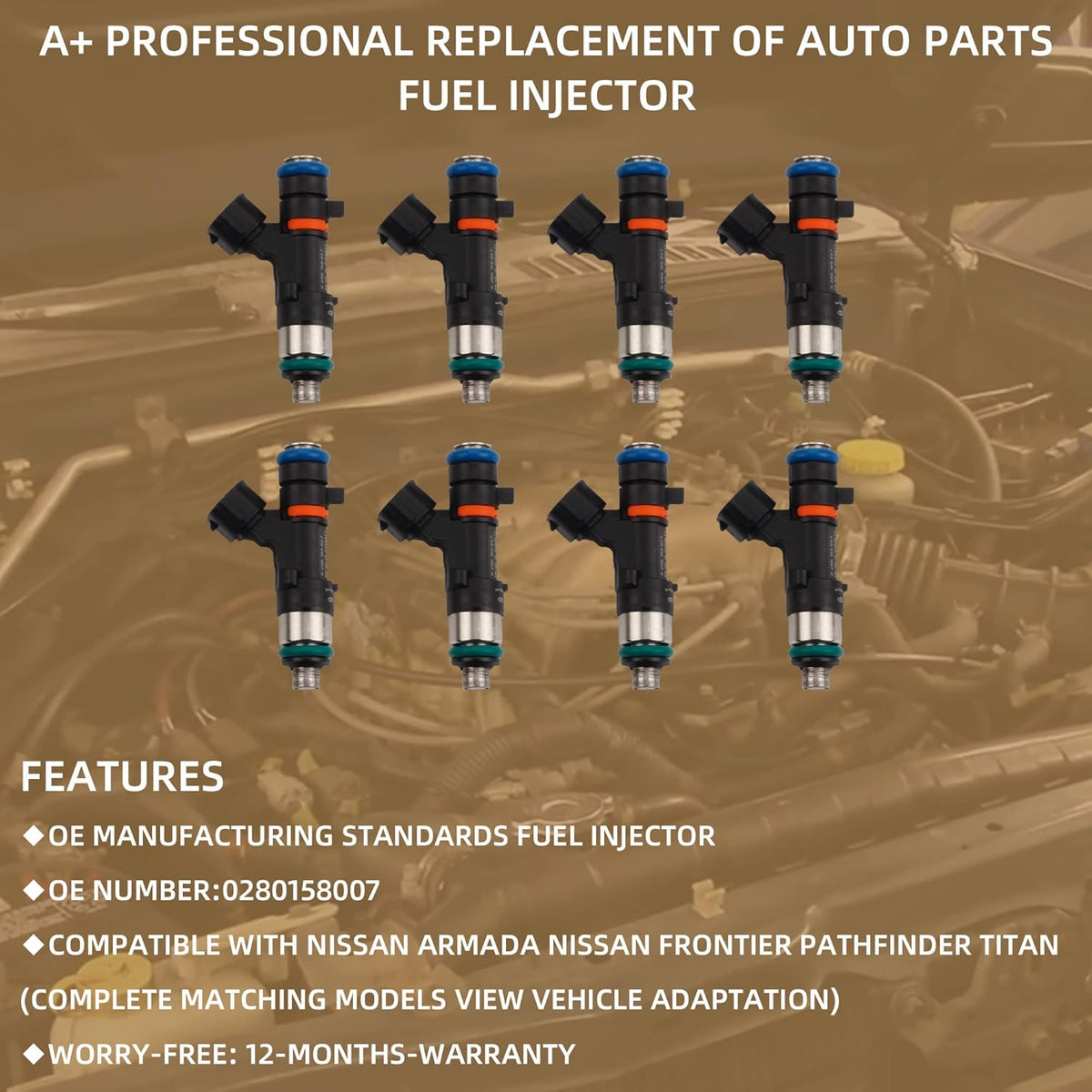 12 Holes 8 pcs Gasoline Fuel Injectors Set F613