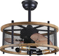 20-inch Industrial Caged Ceiling Fan with Lights Remote Control I93831