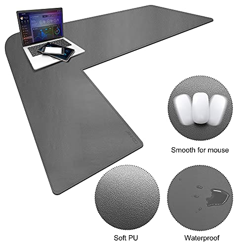 Grey 39.3x47.2x13 inches Corner Leather Desk Pad V843756