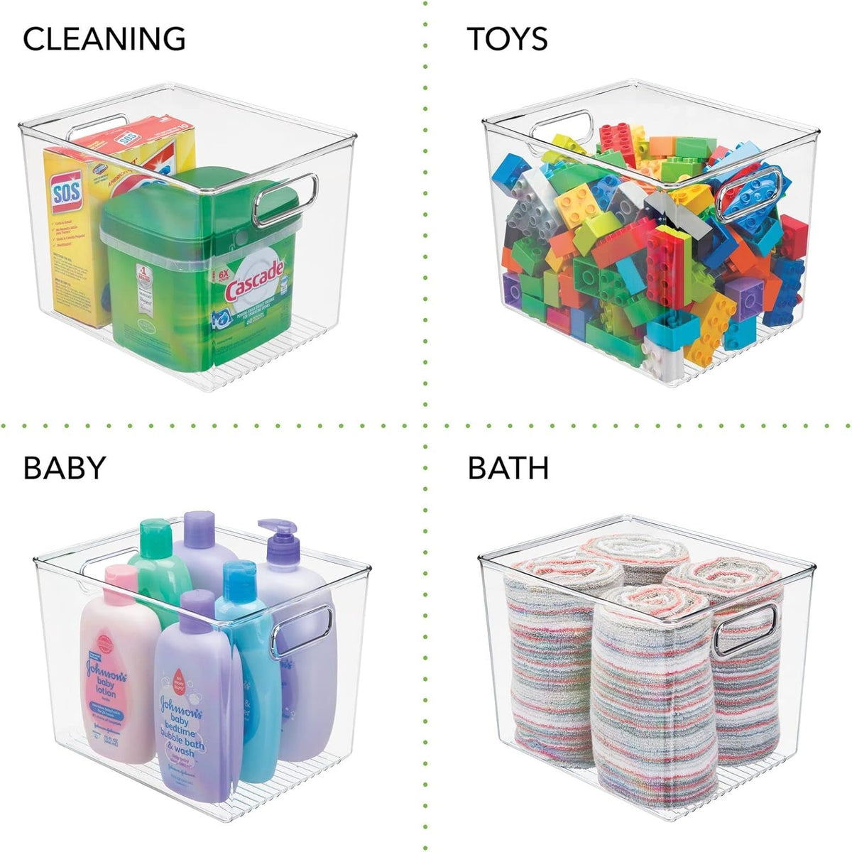 Clear 8 Pack Plastic Storage Organizer Bin Basket with Handle X837250