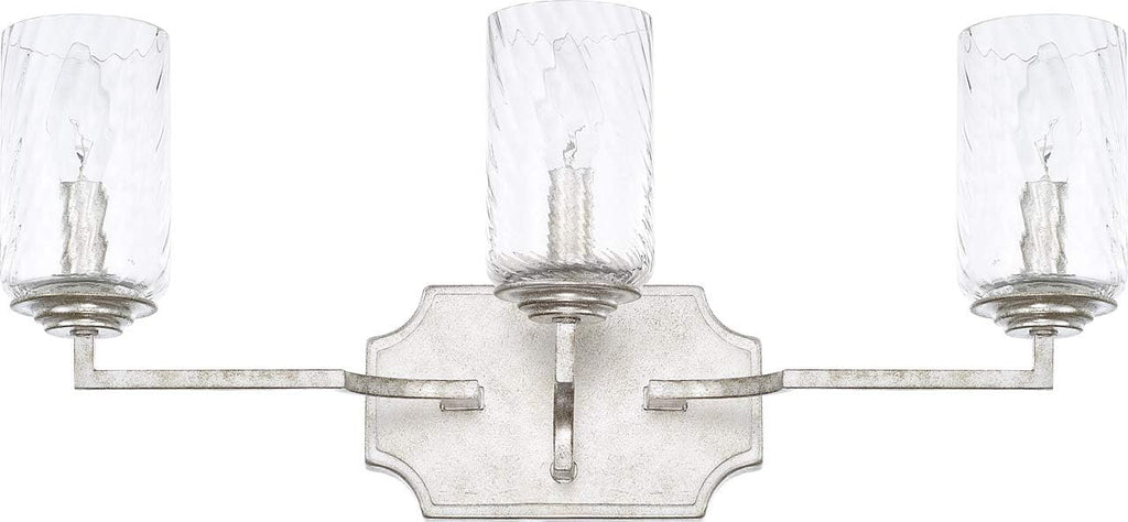 3-Light White Fabric Shade Bath Vanity Wall Mount E364