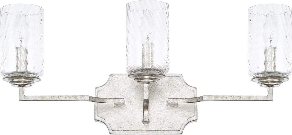 3-Light White Fabric Shade Bath Vanity Wall Mount E364