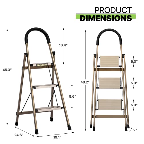 Aluminum 3-Step Folding Step Stool with Padded Grip G483