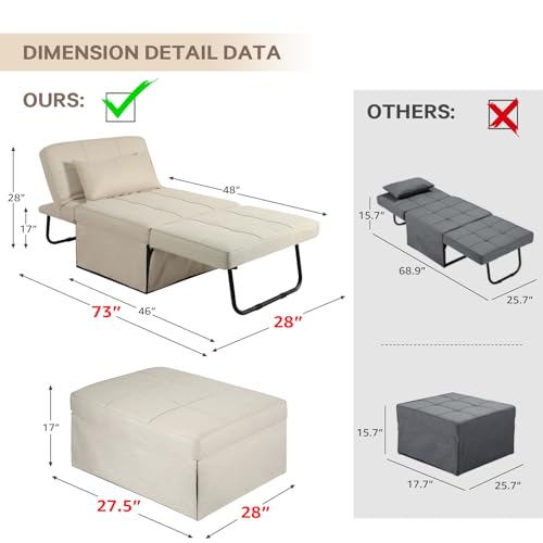 Gray Folding Sofa Bed Ottoman Q696566