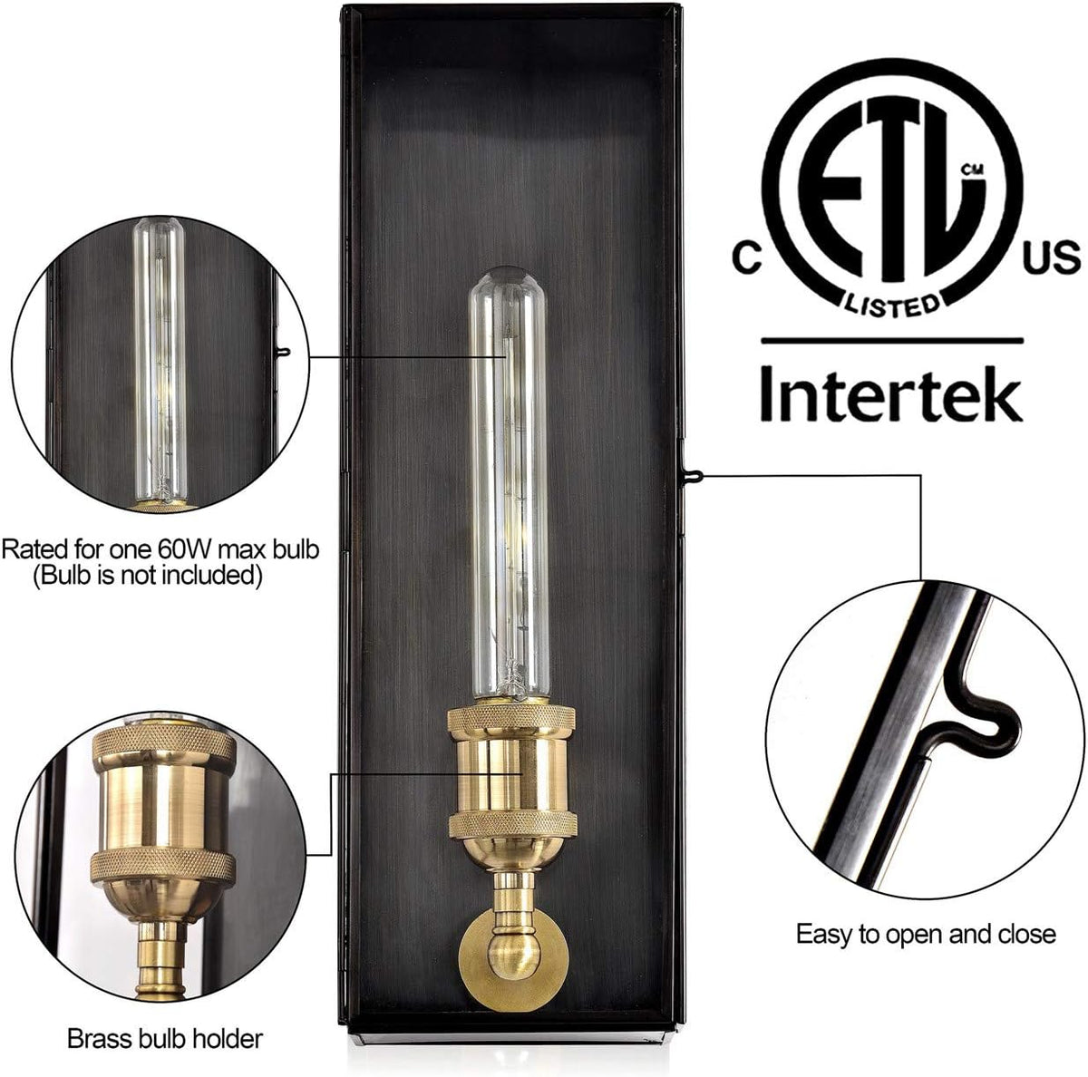 Brass Outdoor Wall Sconce with Clear Tempered Glass R316