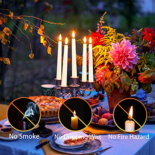 4PCS Battery Operated 8 Inch Warm White 3D Flame Taper Candles with Remote P9933