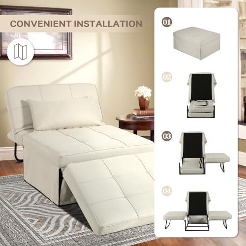 Gray Folding Sofa Bed Ottoman Q696566