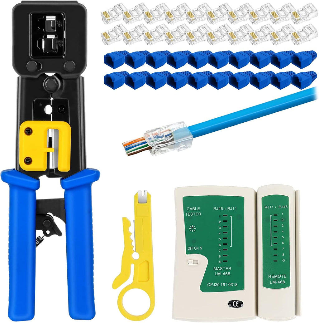RJ45 Crimp Tool Kit with Connectors and Cutter A946638