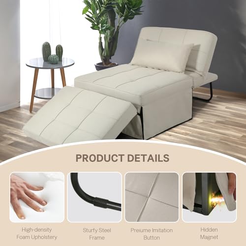 Gray Folding Sofa Bed Ottoman Q696566