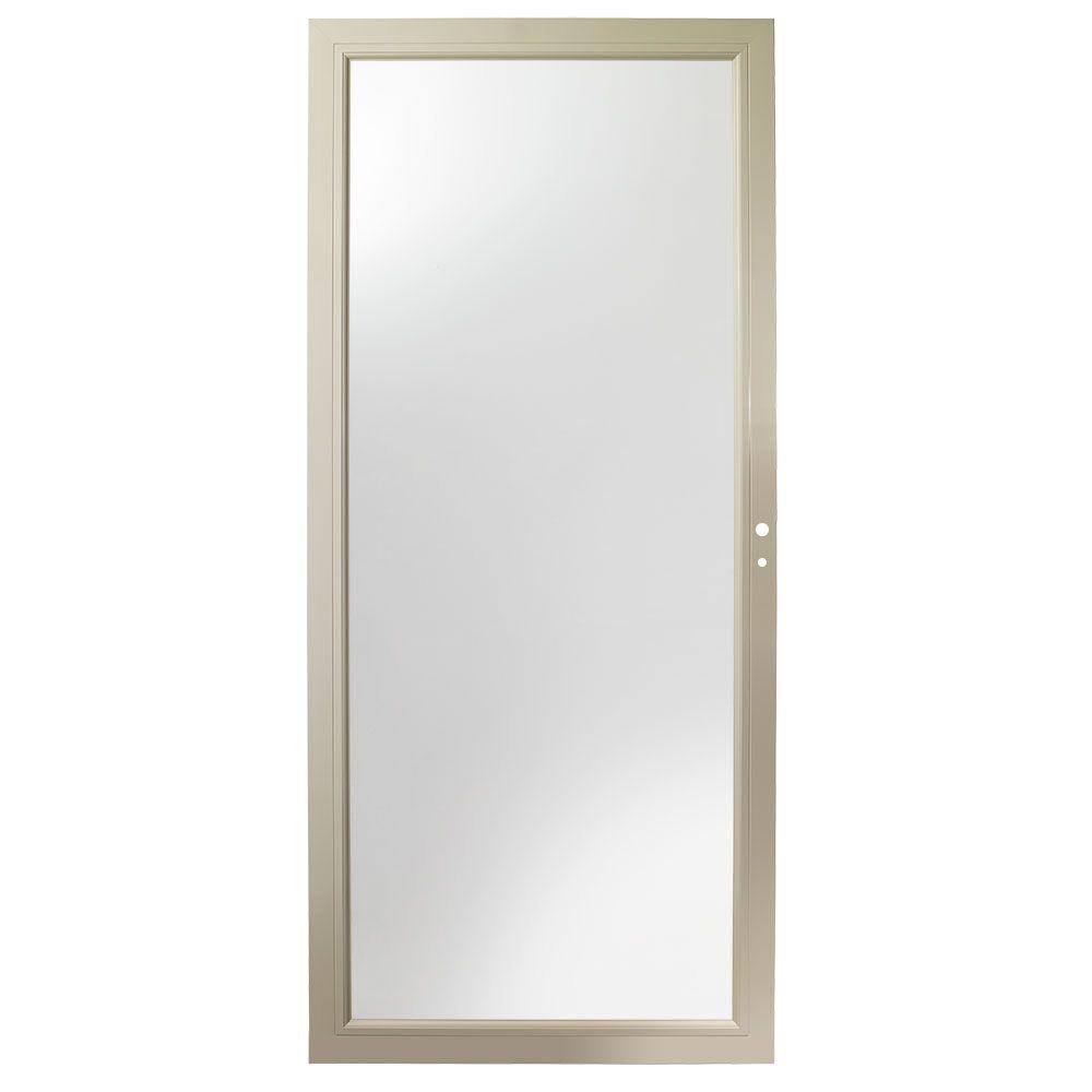 36 in. x 80 in. Sandtone Right-Hand Fullview Aluminum Storm Door D11979