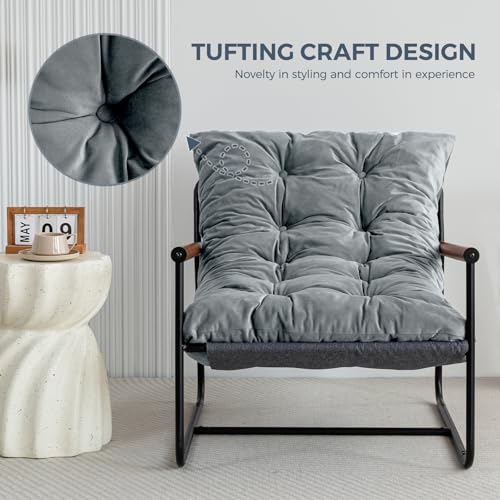 Beige Velvet Accent Chair with Metal Frame R952978