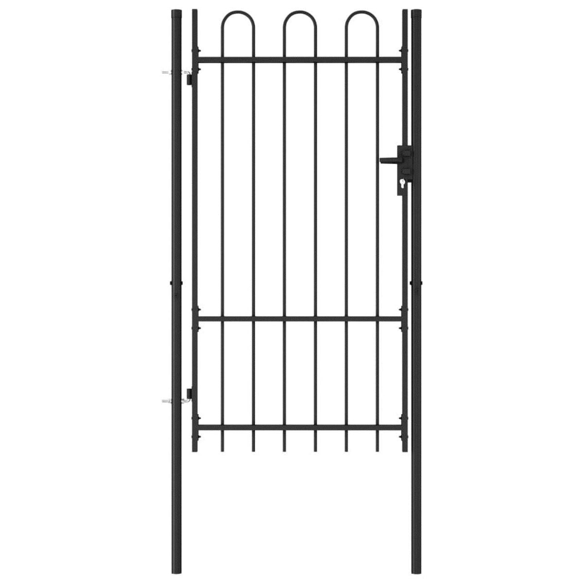 Black Steel Fence Gate with Arched Top F6934