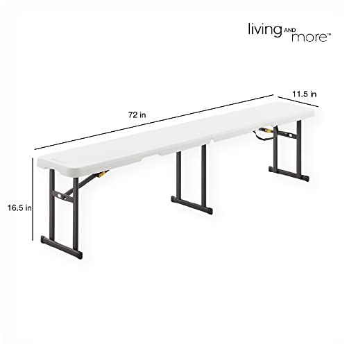 6 Foot Fold-in-Half Bench with Steel Frame, White L1106