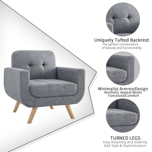 Beige Linen Accent Armchair D22907
