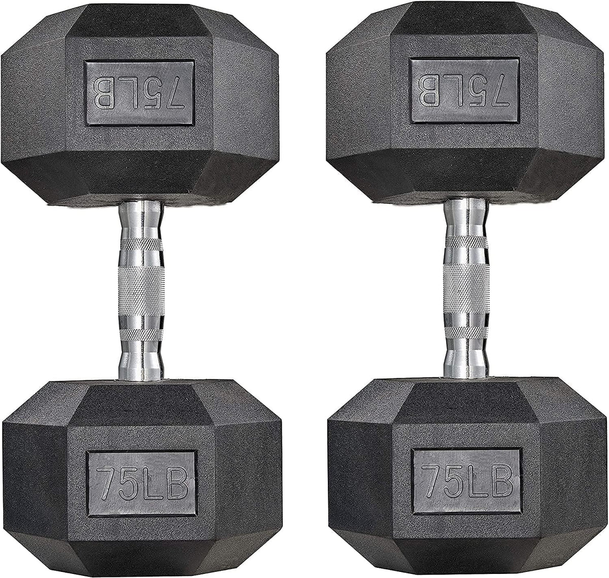 65lbs Rubber Coated Cast Iron Hex Dumbbell Set B216256