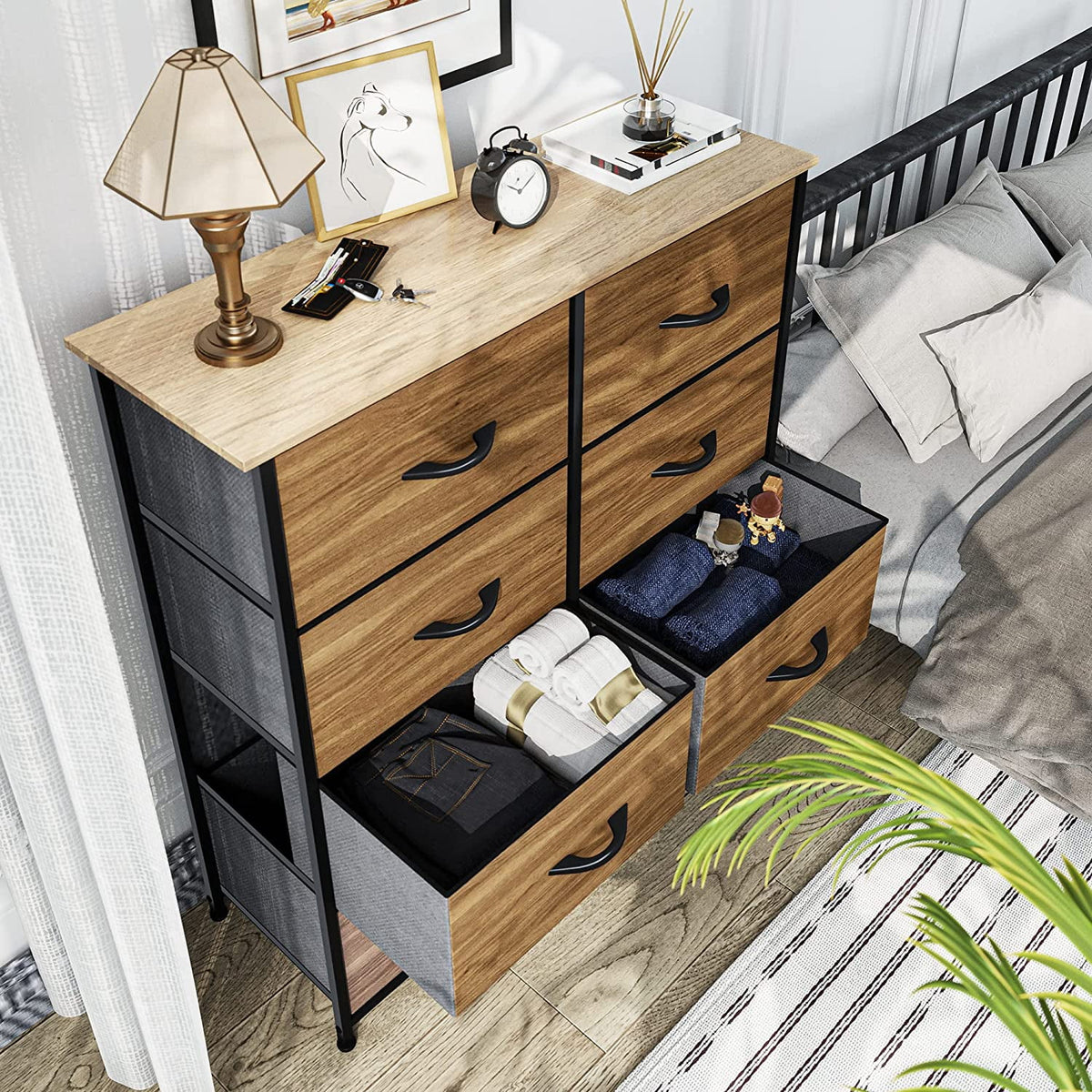 8 Drawer Fabric Dresser F9964