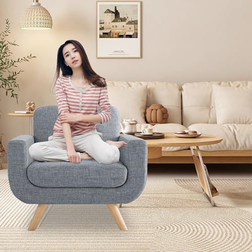 Beige Linen Accent Armchair D22907