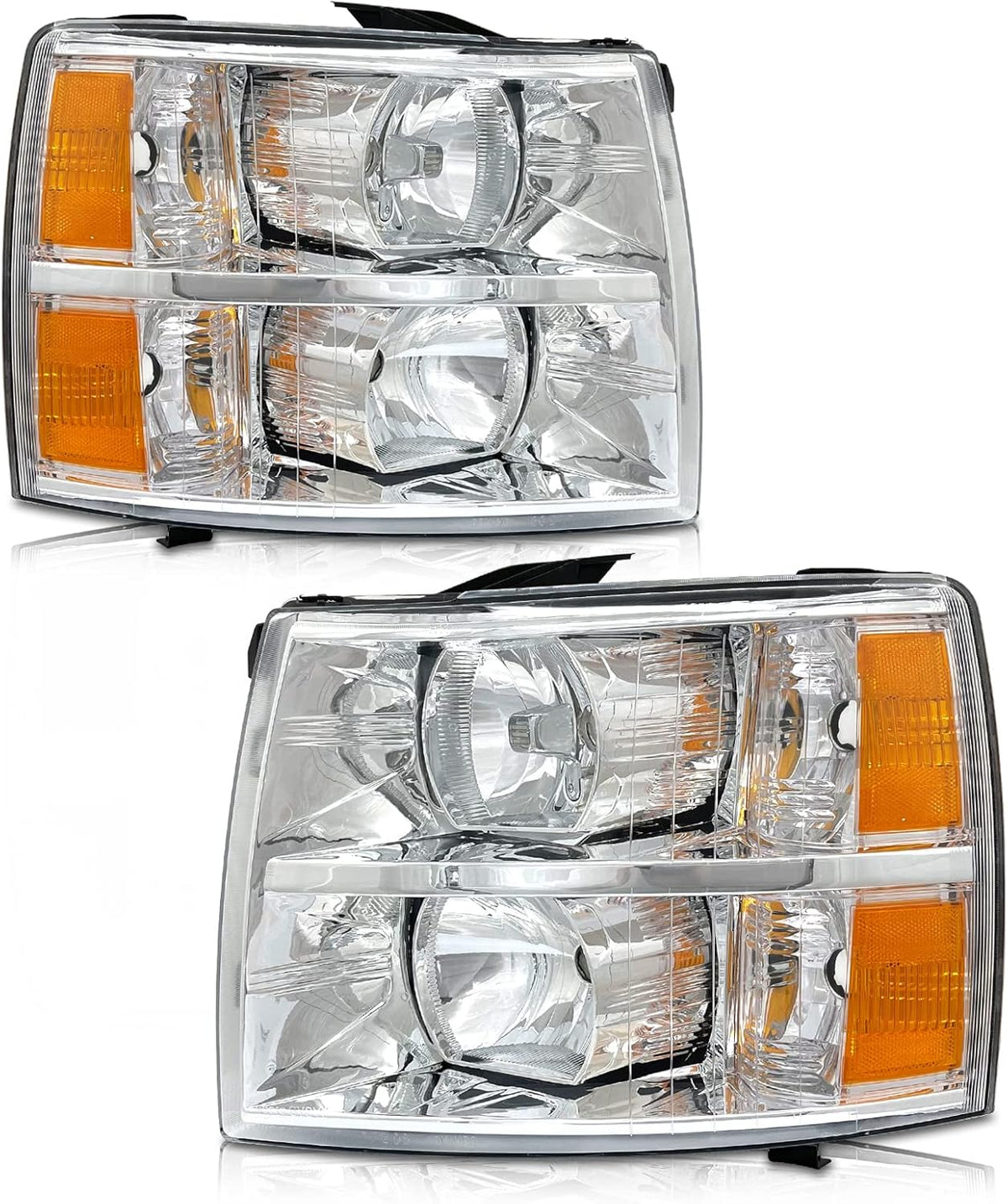 Chrome Housing Amber Reflector Headlight Assembly P48109